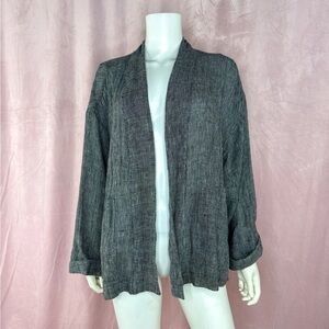 Elemente Clemente Linen Boxy Gray Cardigan Top Lightweight Blouse Size L
